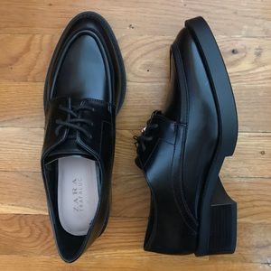Zara Black Leather Oxfords
